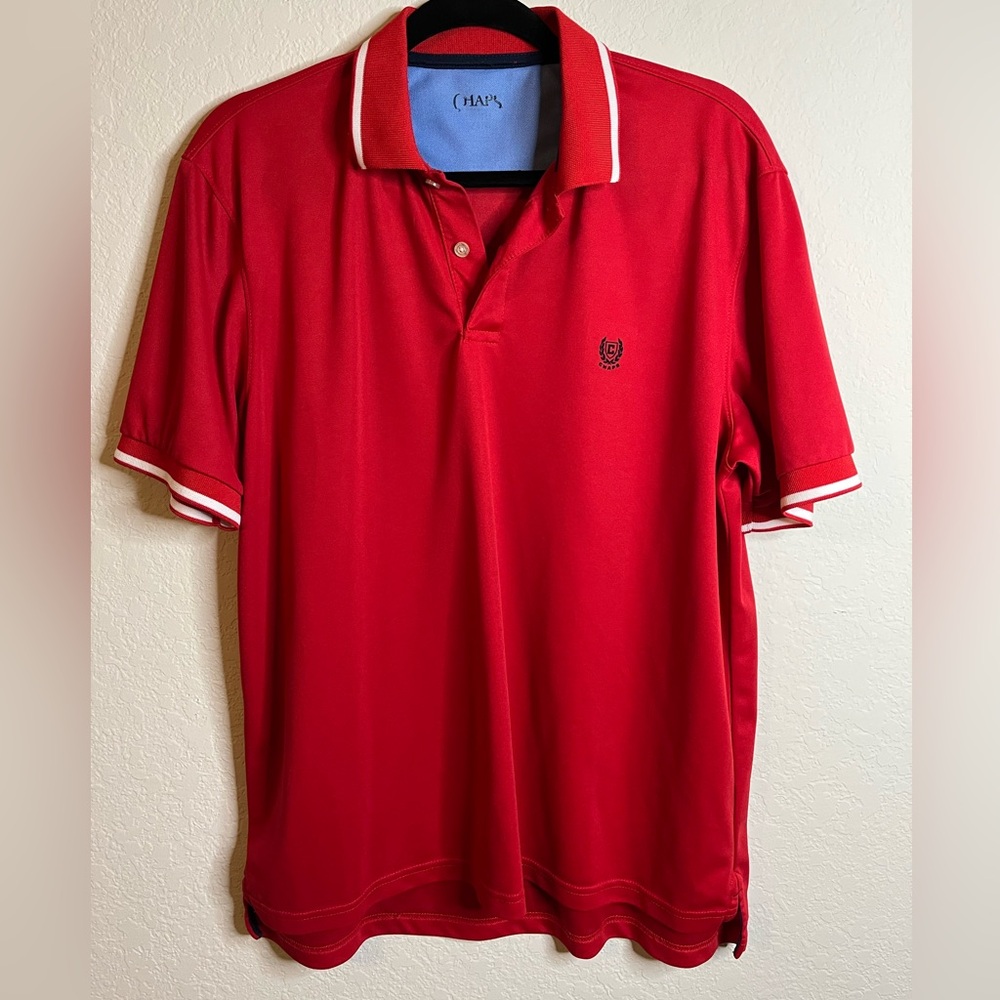 Chaps lightweight sport polo in red.